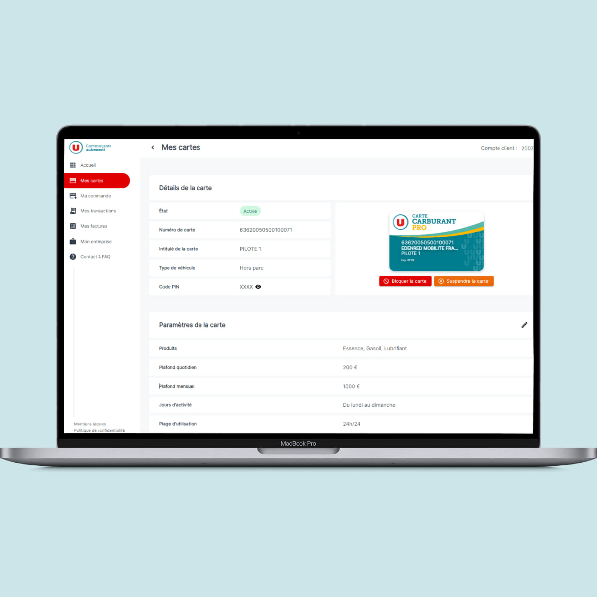 Application Carte Carburant Pro U Gestion