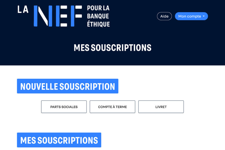 Ouverture de compte à la NEF