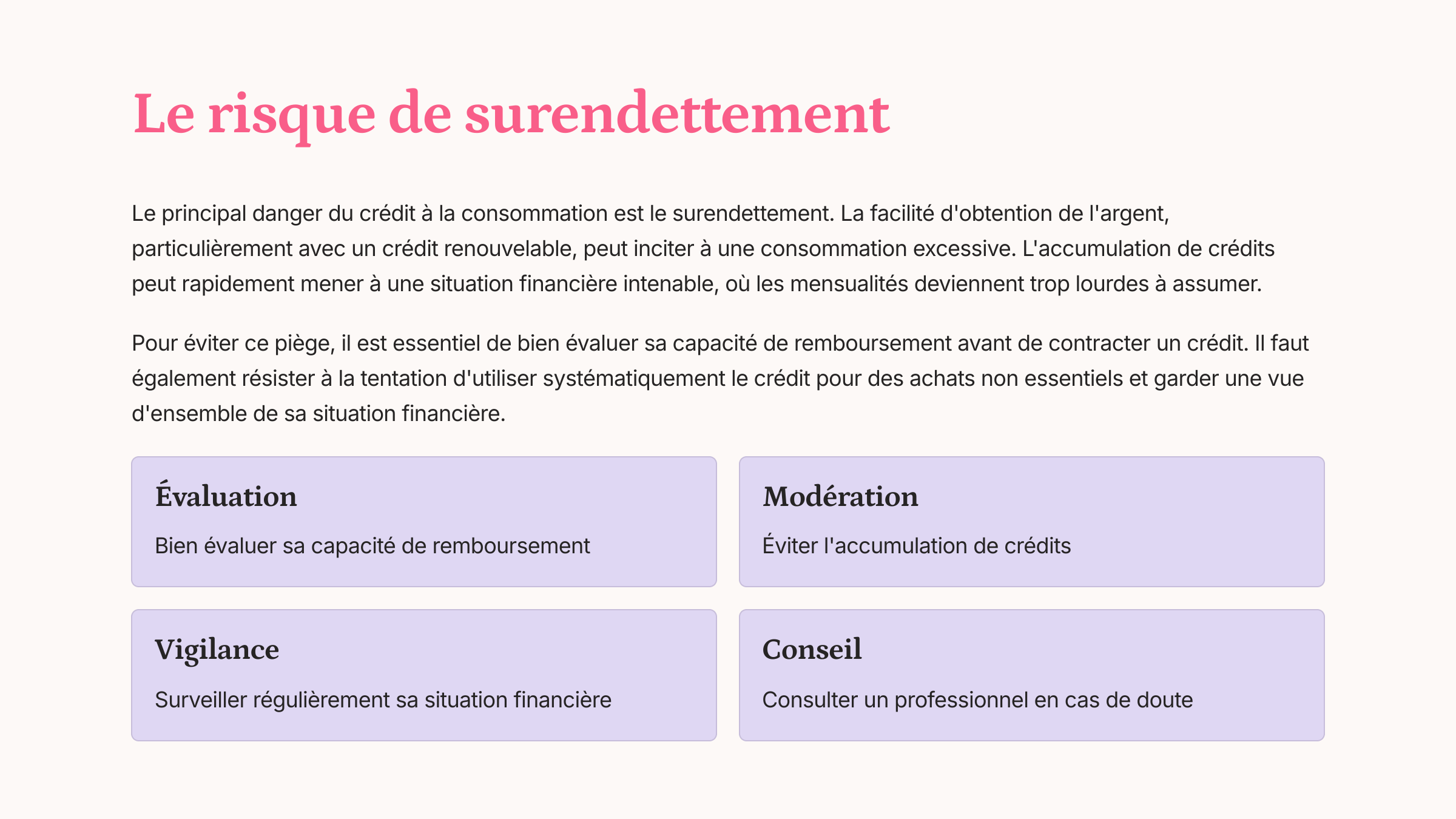 Le risque de surendettement