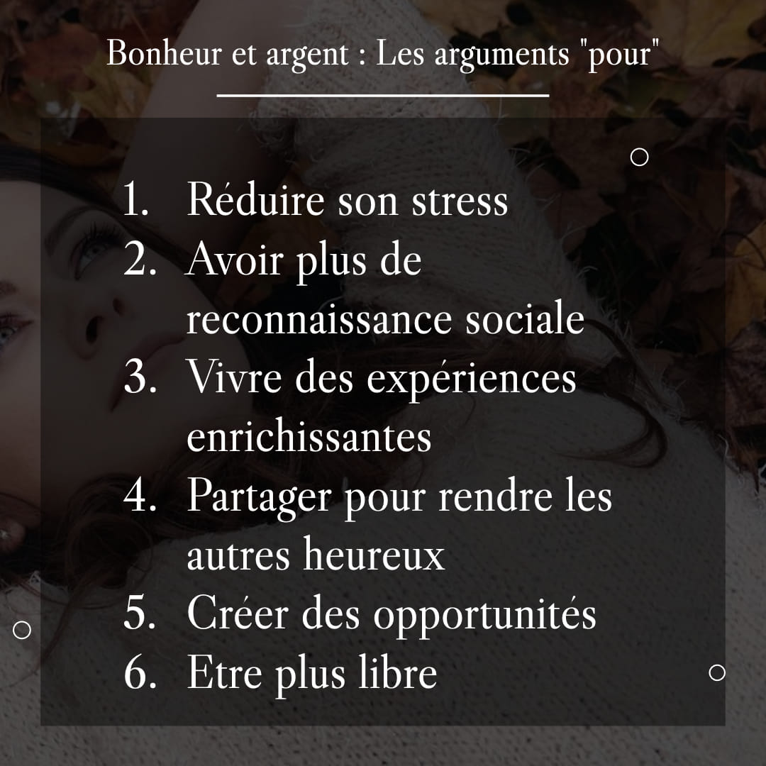 argent et bonheur arguments pour
