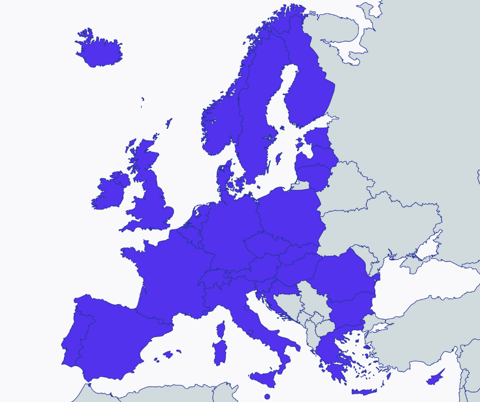 Carte des pays de la zone SEPA