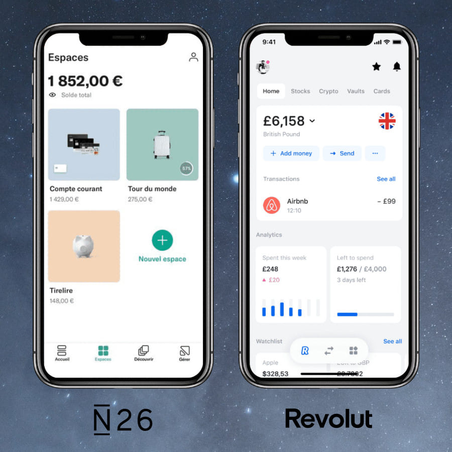 Aplpications Revolut et N26