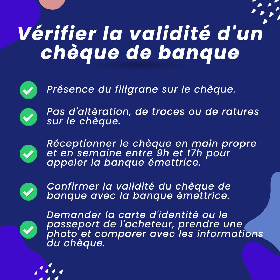 Vérifier la validité d'un chèque de banque