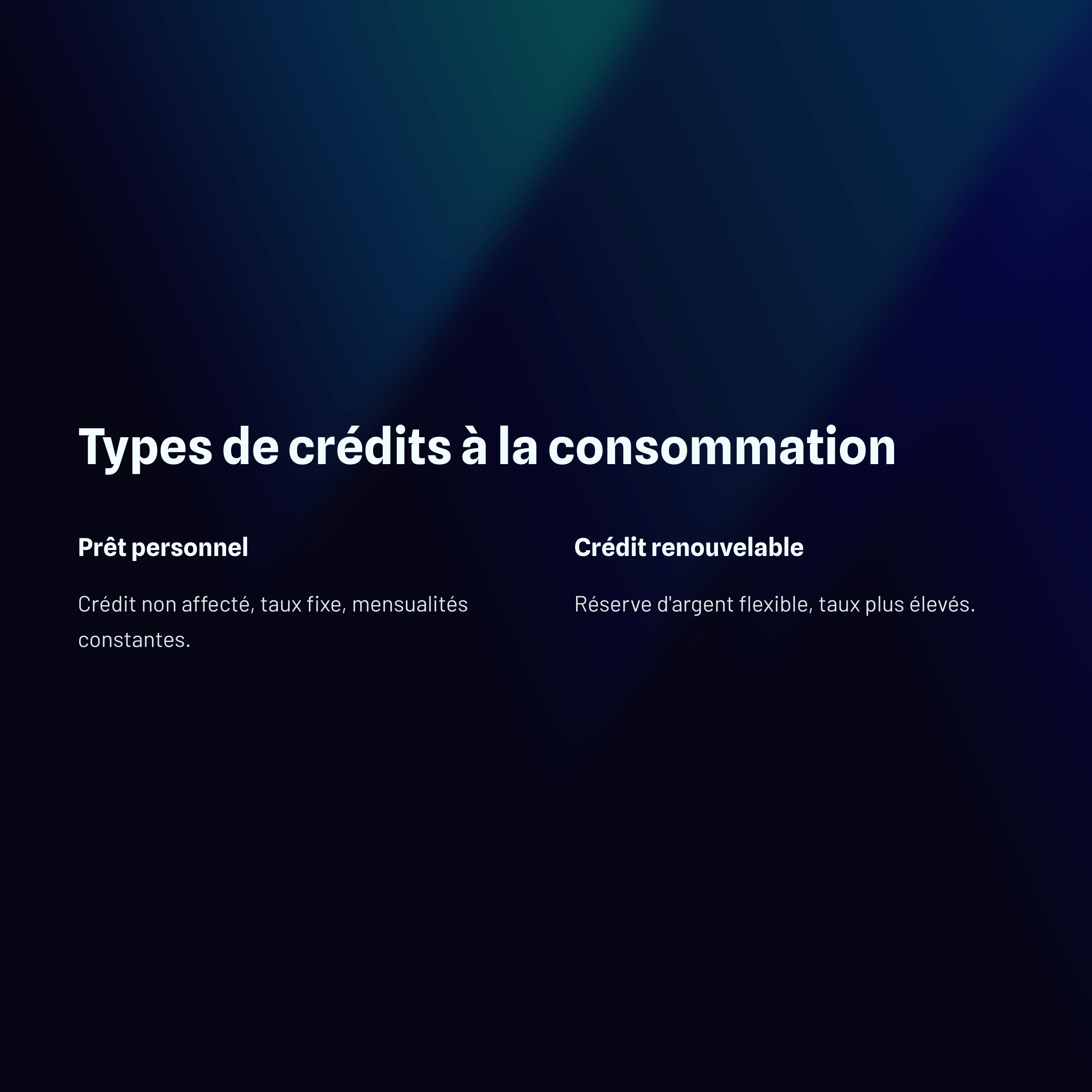 types de crédits à la consommation