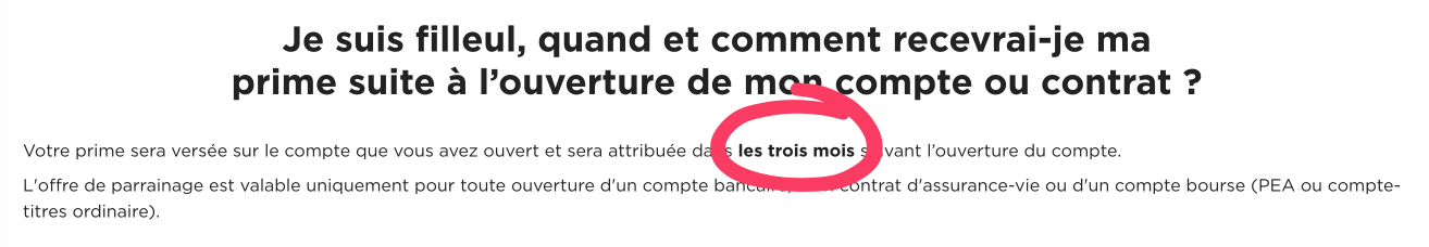 Dans les conditions générales, Fortuneo se donne trois mois pour verser les fonds.