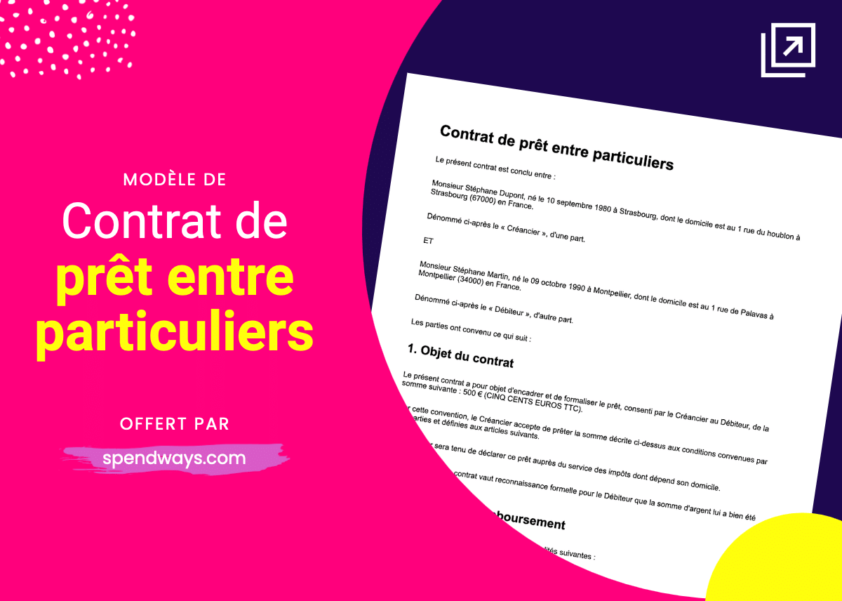 Modèle personnalisable de prêt entre particuliers à imprimer
