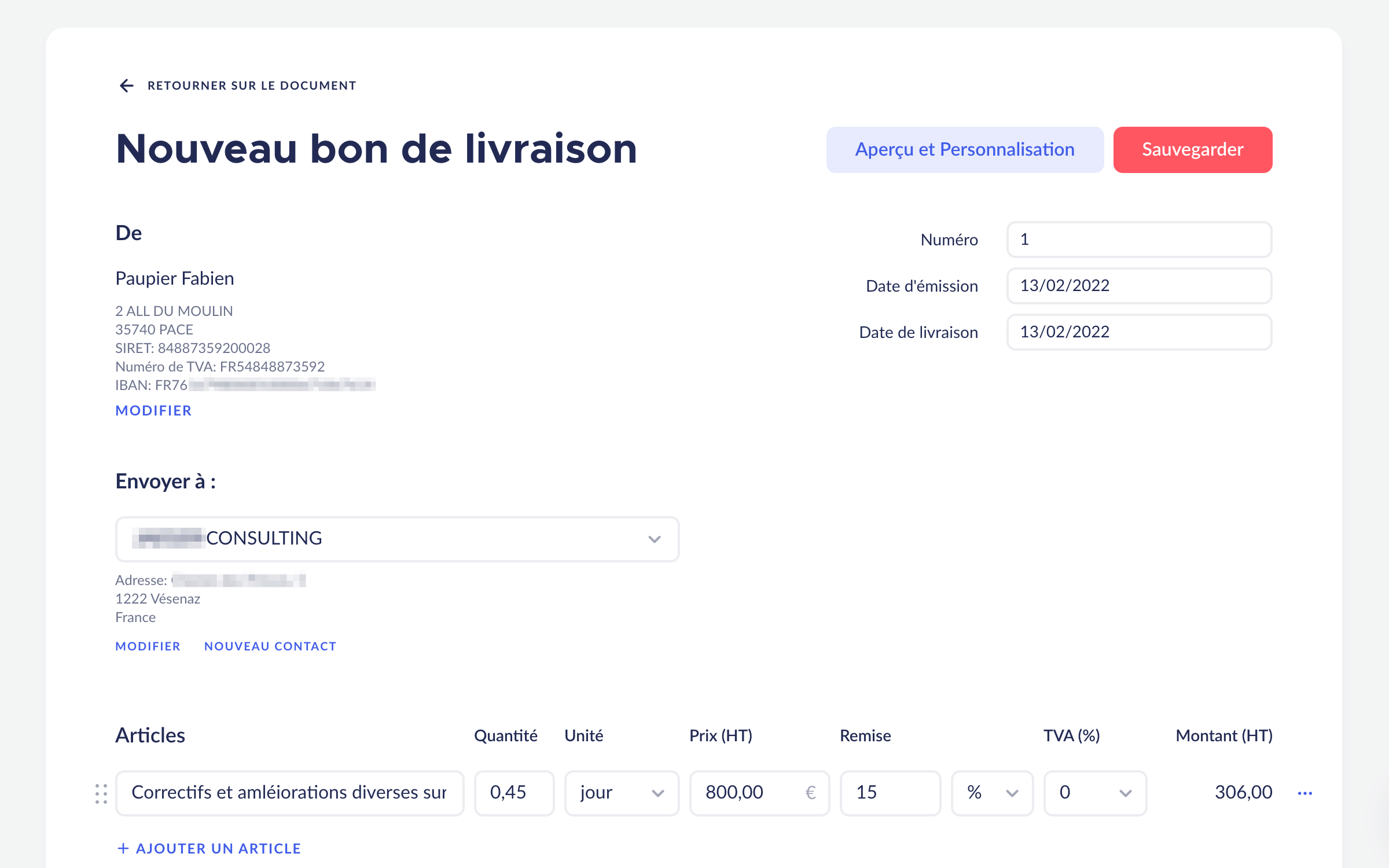 Bon de livraison