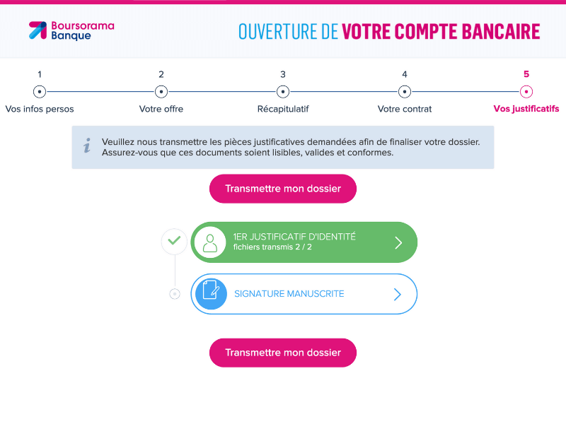 transmission des justificatifs à BoursoBank