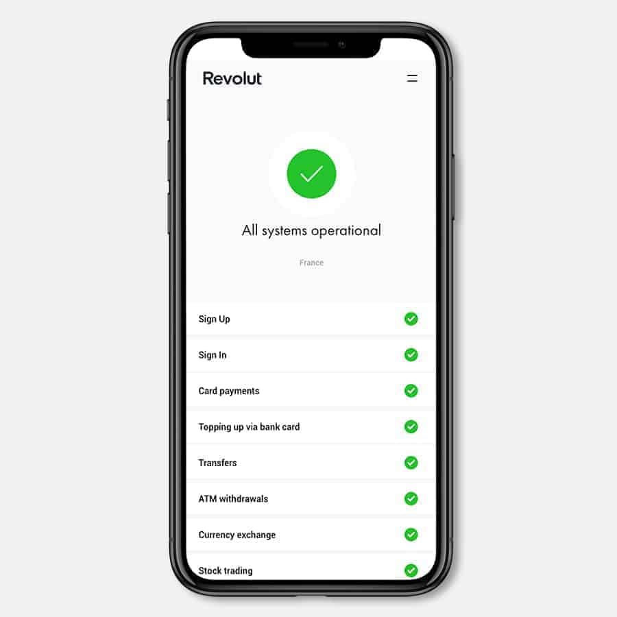 Support Revolut : aperçu de l’état des services en temps réel