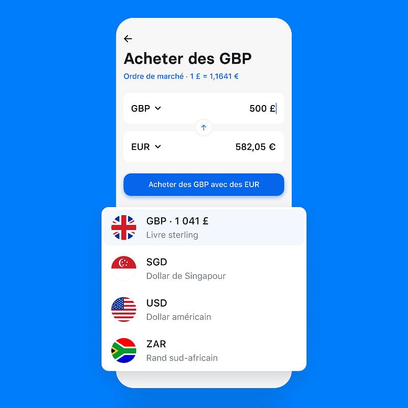 Acheter des devises avec l'application Revolut